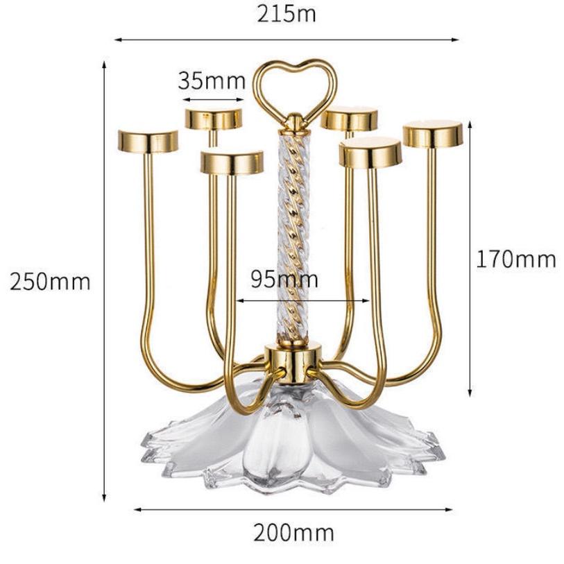 Giá úp cốc, ly có trụ xoay 360 độ, đế thủy tinh sang trọng