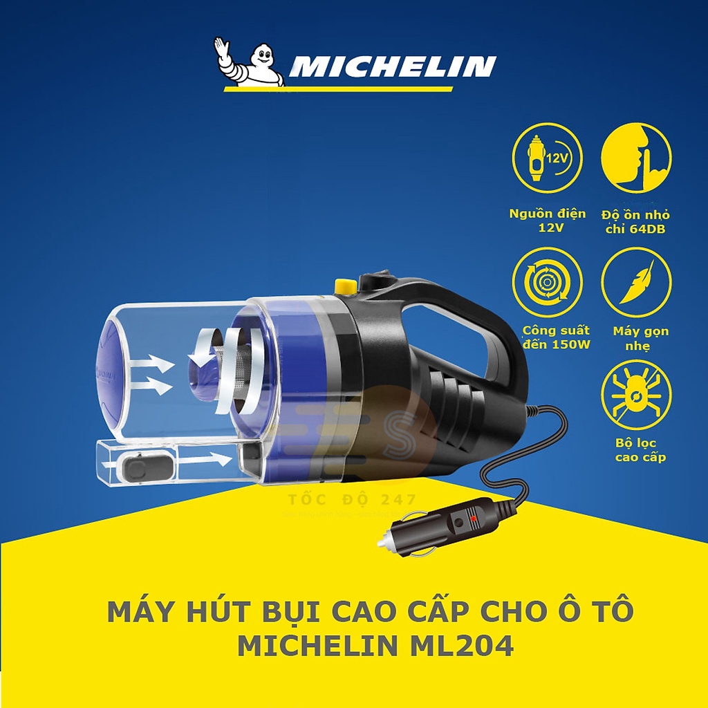 Máy hút bụi ôtô Michelin12V ML-204 - Hàng chính hãng