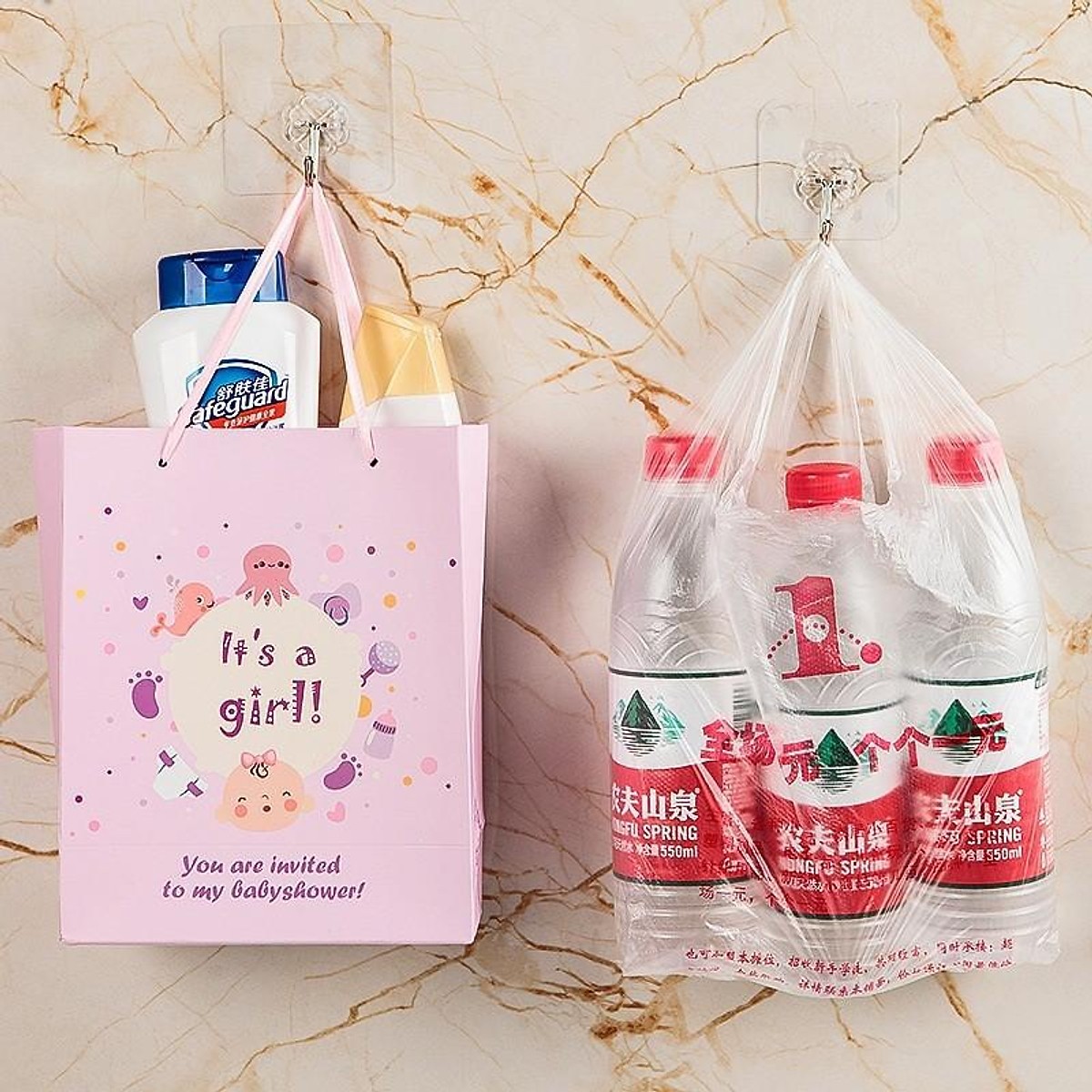 Combo 30 móc dính trong suốt siêu chịu lực + Tặng tranh dán 3D độc đáo