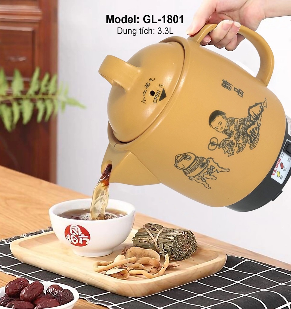 Siêu Sắc Thuốc Gali GL-1801 (3.3 lít) - Nâu Nhạt - Hàng Chính Hãng