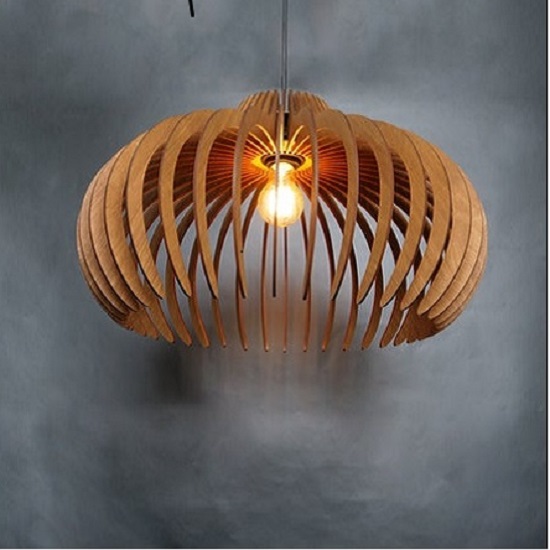 Đèn gỗ thả trần CAO CẤP hiện đại sang trọng 30x51cm chất liệu gỗ trang trí cho phòng khách nhà căn hộ decor nhà quán cafe