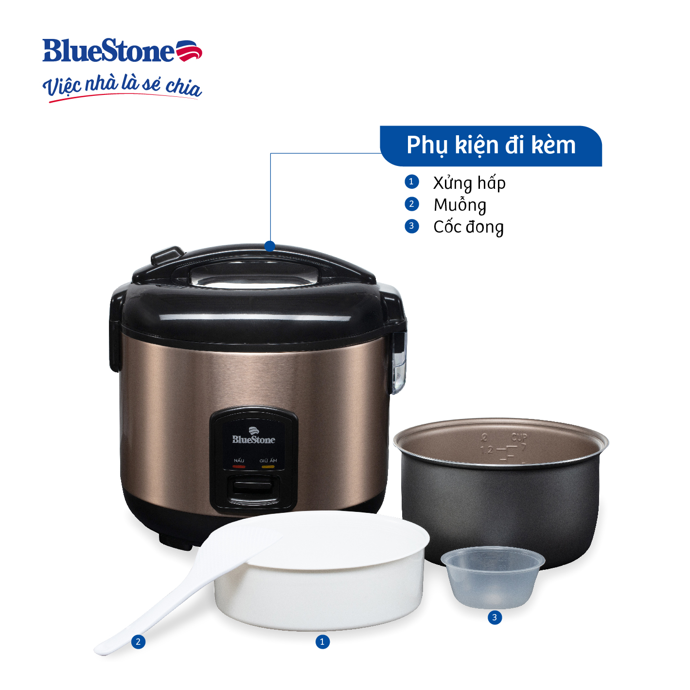 Nồi cơm điện Bluestone RCB-5512 (1.2 Lít) - Hàng chính hãng