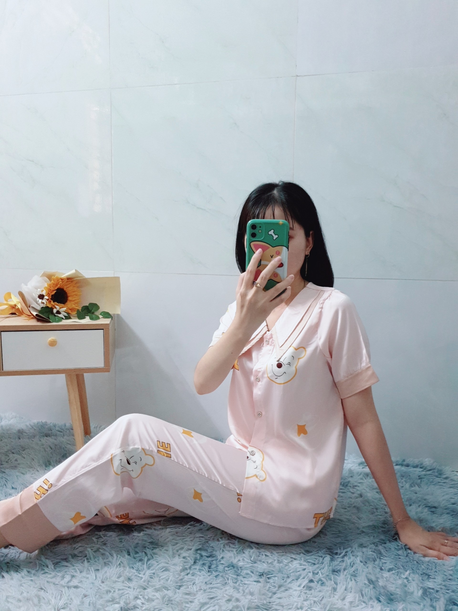 Đồ Bộ Pijama Mặc Nhà Nữ - Kiểu Dáng Dễ Thương, Sang Trọng - Vải Lụa Cao Cấp, Thoáng Mát, Mềm Mịn