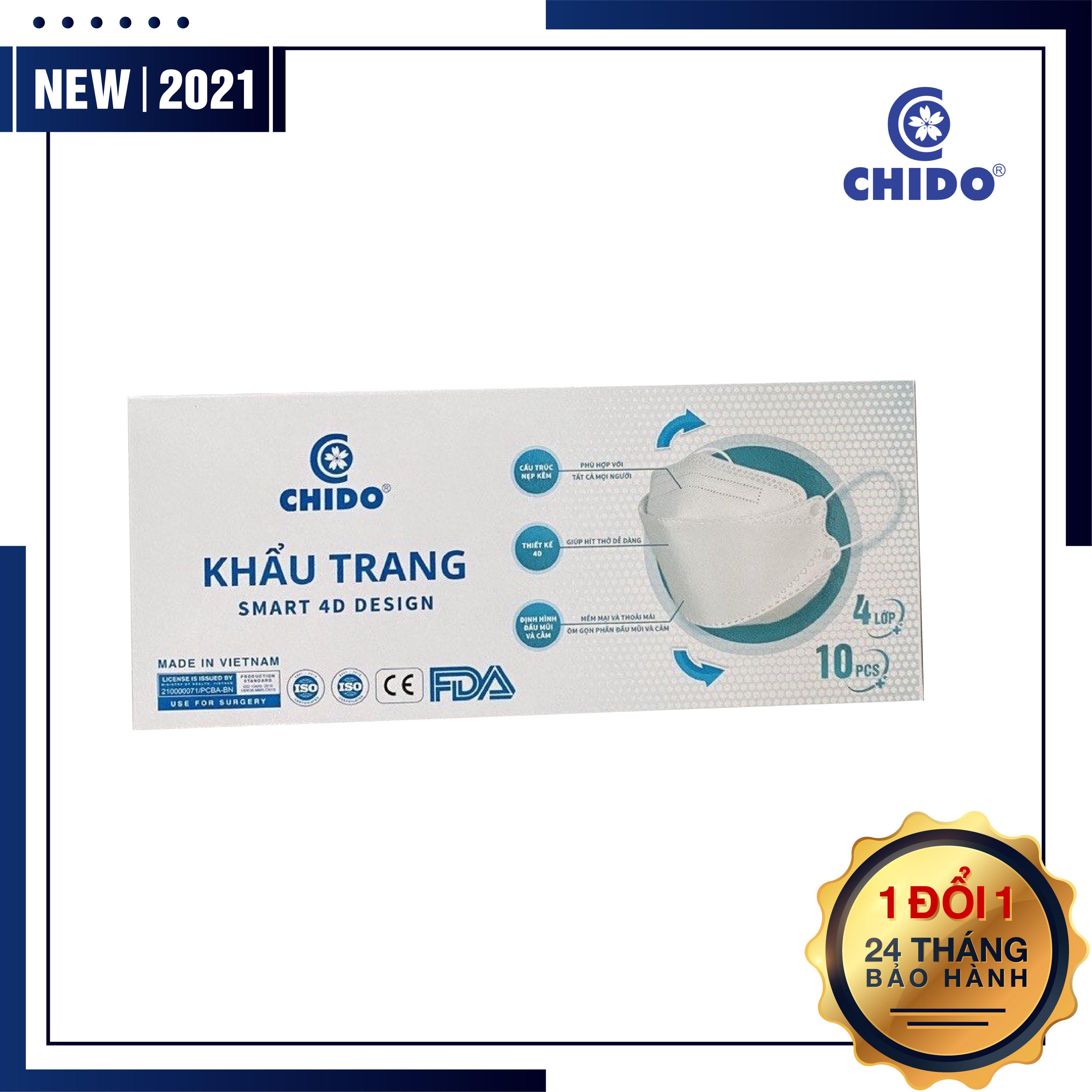 Khẩu trang y tế 4 lớp kháng khuẩn cao cấp Chido - hàng xuất Nhật