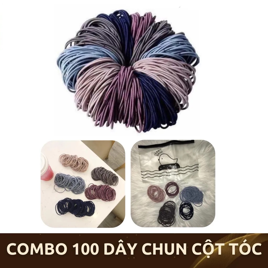 Set 100 chun cột tóc trơn nhiều màu cho bạn gái