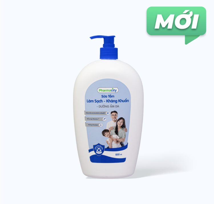 Sữa tắm Pharmacity Làm Sạch, Kháng Khuẩn – Dưỡng ẩm da (Chai 850ml)