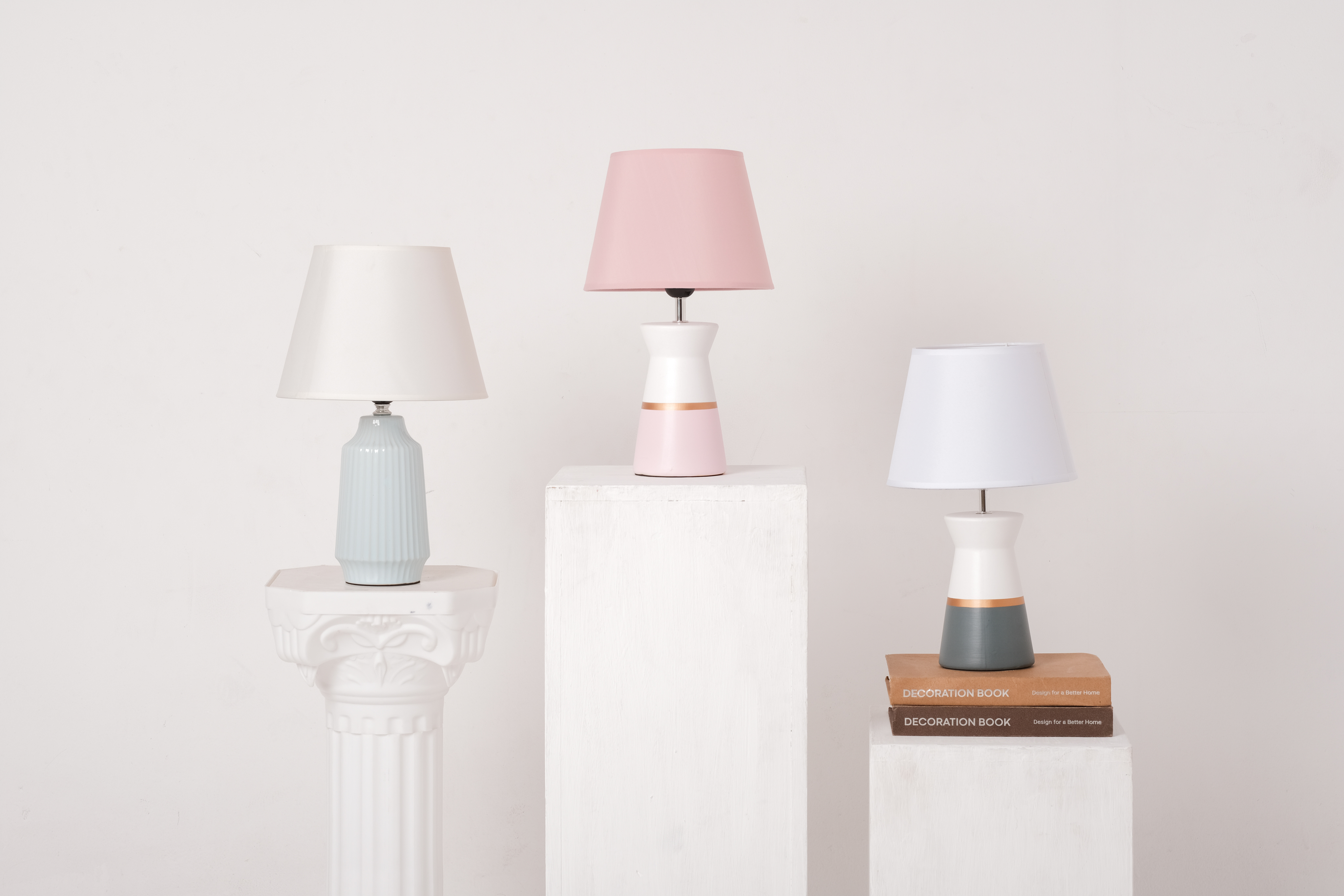 Đèn ngủ decor thân gốm sứ màu xám kiểu dáng Hàn Quốc DS-TL9859G