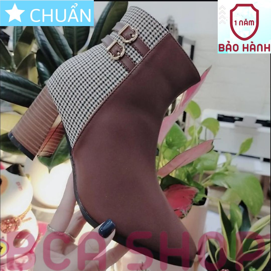 Bốt nữ cổ thấp 7p RO433 ROSATA tại BCASHOP phần sau phối caro cách điệu, thời trang và đẳng cấp - màu nâu bò