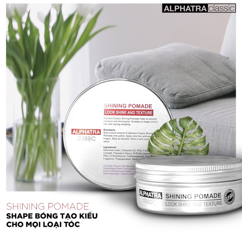 Shape bóng tạo kiểu tóc chuyên nghiệp - Shining Pomade Alphatra Classic (USA) I Đánh Thức Nét Quyến Rũ Trên Mọi Kiểu Tóc