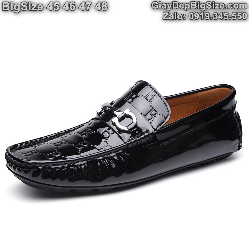 Giày mọi xỏ da thật, giày lười cỡ lớn 45 46 47 48 cho nam cao to chân ú bè. Big size slip-on shoes for wide feet