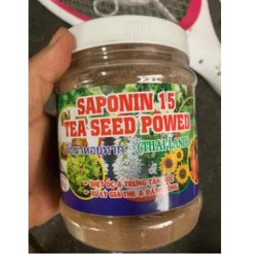 Chiết xuất thảo mộc diệt ốc, trứng, xử lý giá thể sapon in 15 tea seed powed trọng lượng lọ 250 gr  Xuất xứ: (Thái Lan)