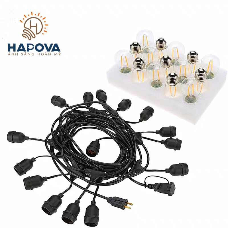 Dây đèn thả ngoài trời 10 mét 20 đui HAPOVA ORALIE 6515