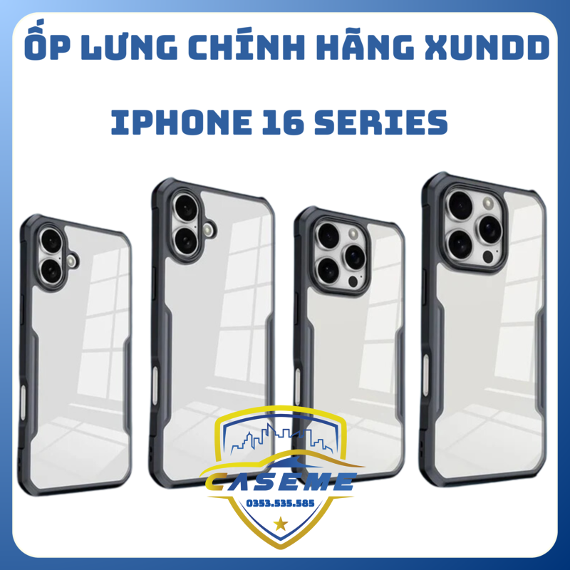 Ốp lưng dành cho iPhone 16 Pro Max, iPhone 16 Pro, iPhone 16 Plus, iPhone 16 hiệu XUNDD trong viền màu, bảo vệ camera, không ố, chống sốc cao cấp - Hàng chính hãng.