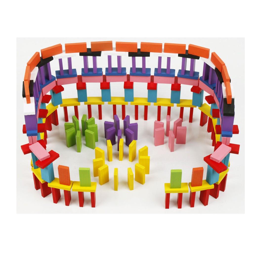 Đồ chơi gỗ bộ Domino sắc màu cầu vồng