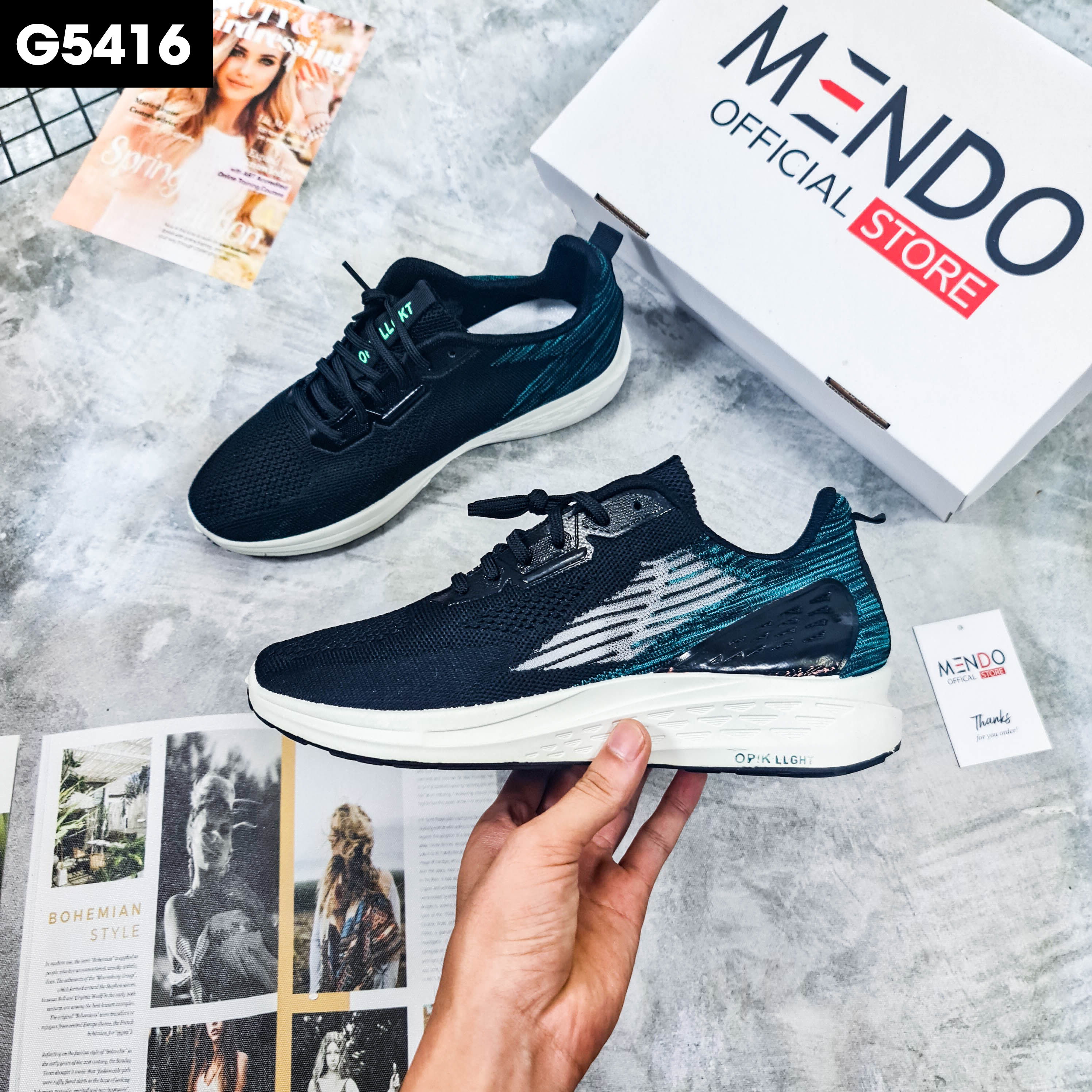 Giày Thể Thao Nam MENDO - Giày Sneaker Màu Đen - Xanh, Giày Thể Thao Hoạt Động Ngoài Trời, Thoáng Khí - G5416