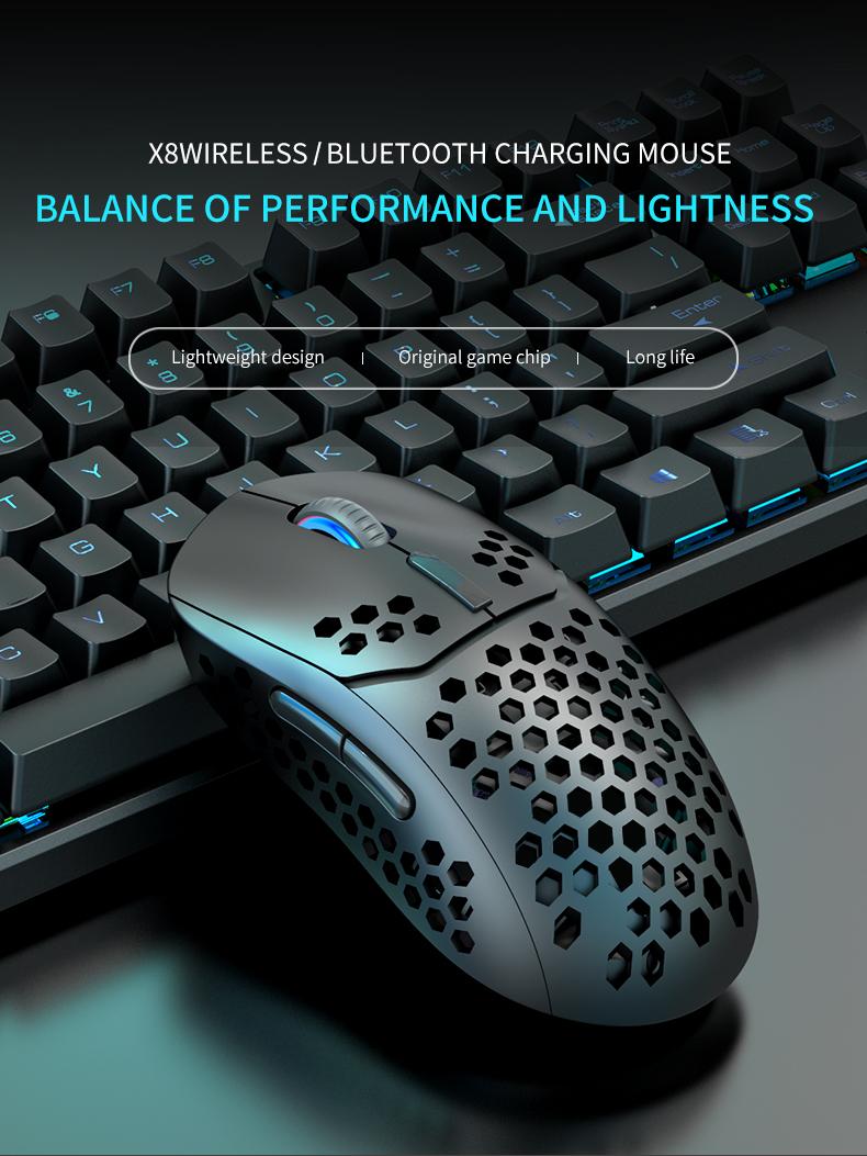 KuWFi 2 Trong 1 Chuột Chơi Game Chế Độ Kép 2.4Ghz & Bluetooth 5.0 Không Dây 2400DPI Chuột Máy Tính Cho PC/Laptop
