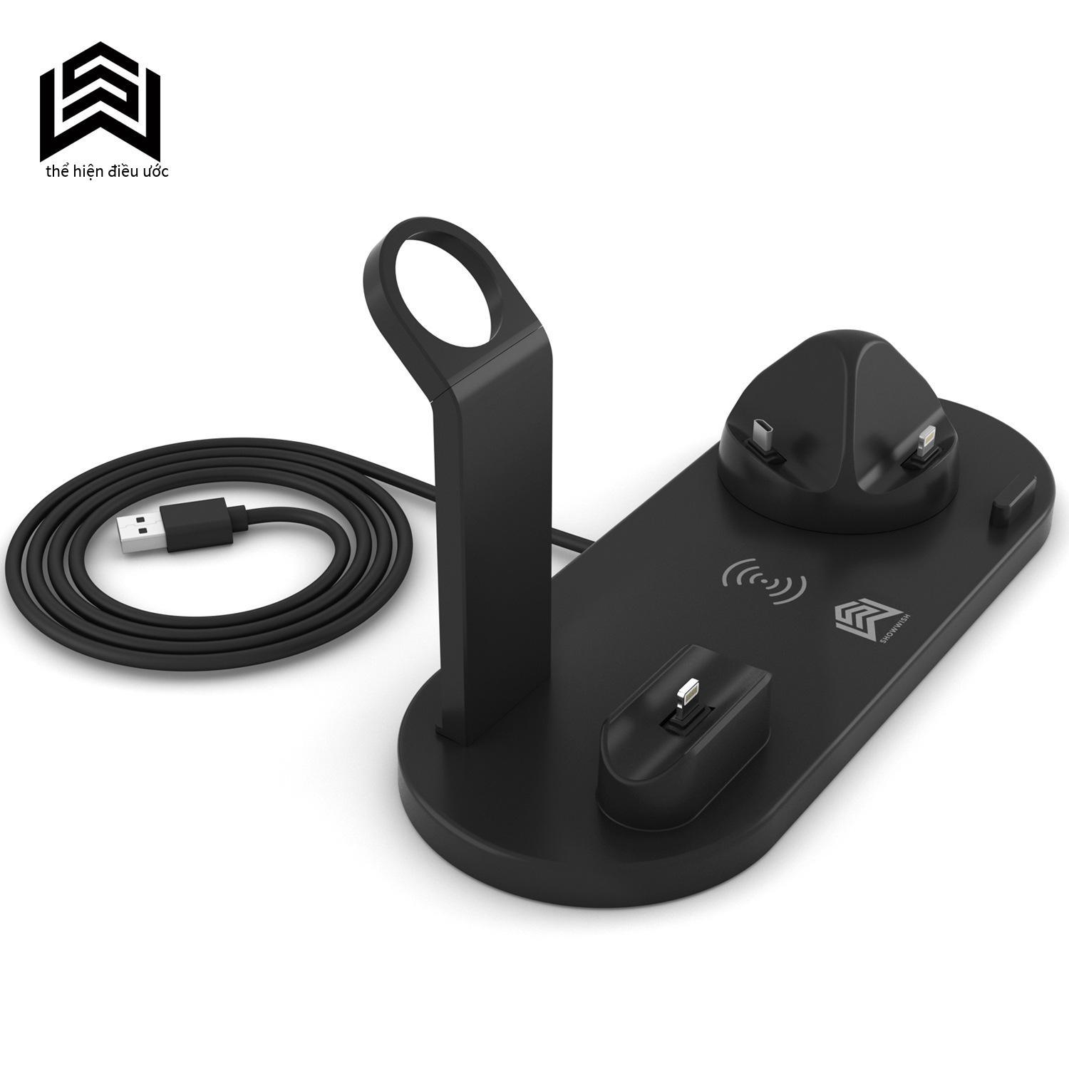 Giao hàng nhanh Amazon bùng nổ điện thoại di động sạc không dây điện thoại di động sạc không dây máy tính để bàn đế sạc không dây ba trong một