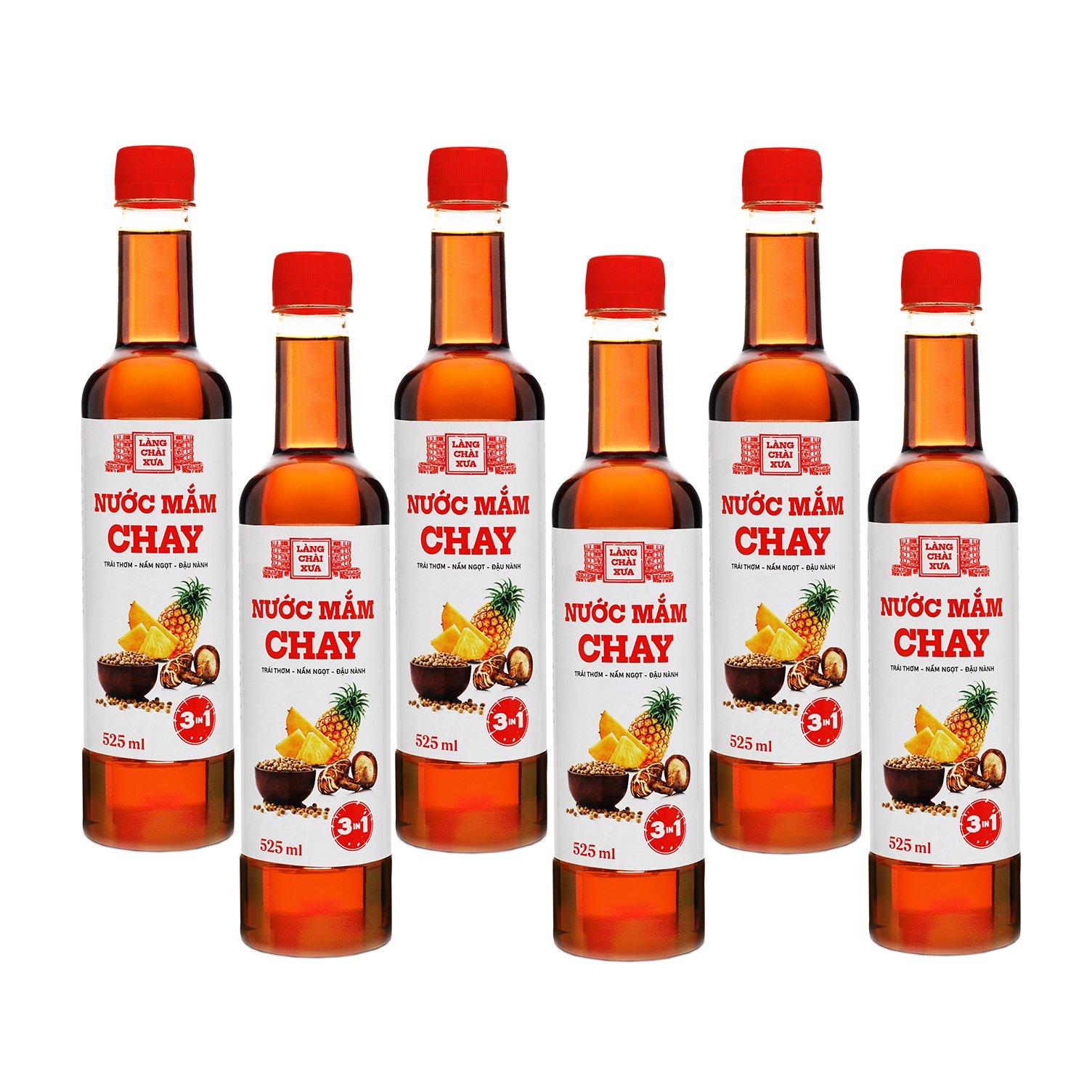 Đặc Sản Phan Thiết - Nước Mắm Chay 3 Trong 1 Làng Chài Xưa (01 Chai) 525Ml Trái Thơm Nấm Ngọt Đậu Nành 300 Năm Truyền Thống