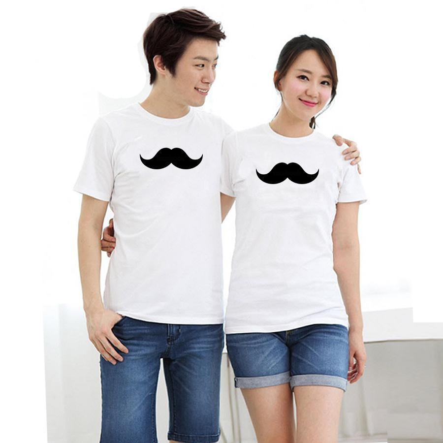 Áo thun cặp đôi in hình form rộng phong cách hàn quốc