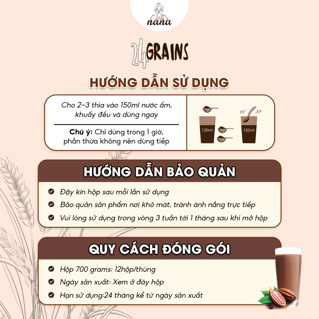 Sữa Gạo Lứt Hữu Cơ Nảy Mầm 24Grains Gói 30g Vị Socola Tự Nhiên Cho Trẻ Từ 3 Tuổi Sữa Hạt Dinh Dưỡng Phát Triển Não Bộ