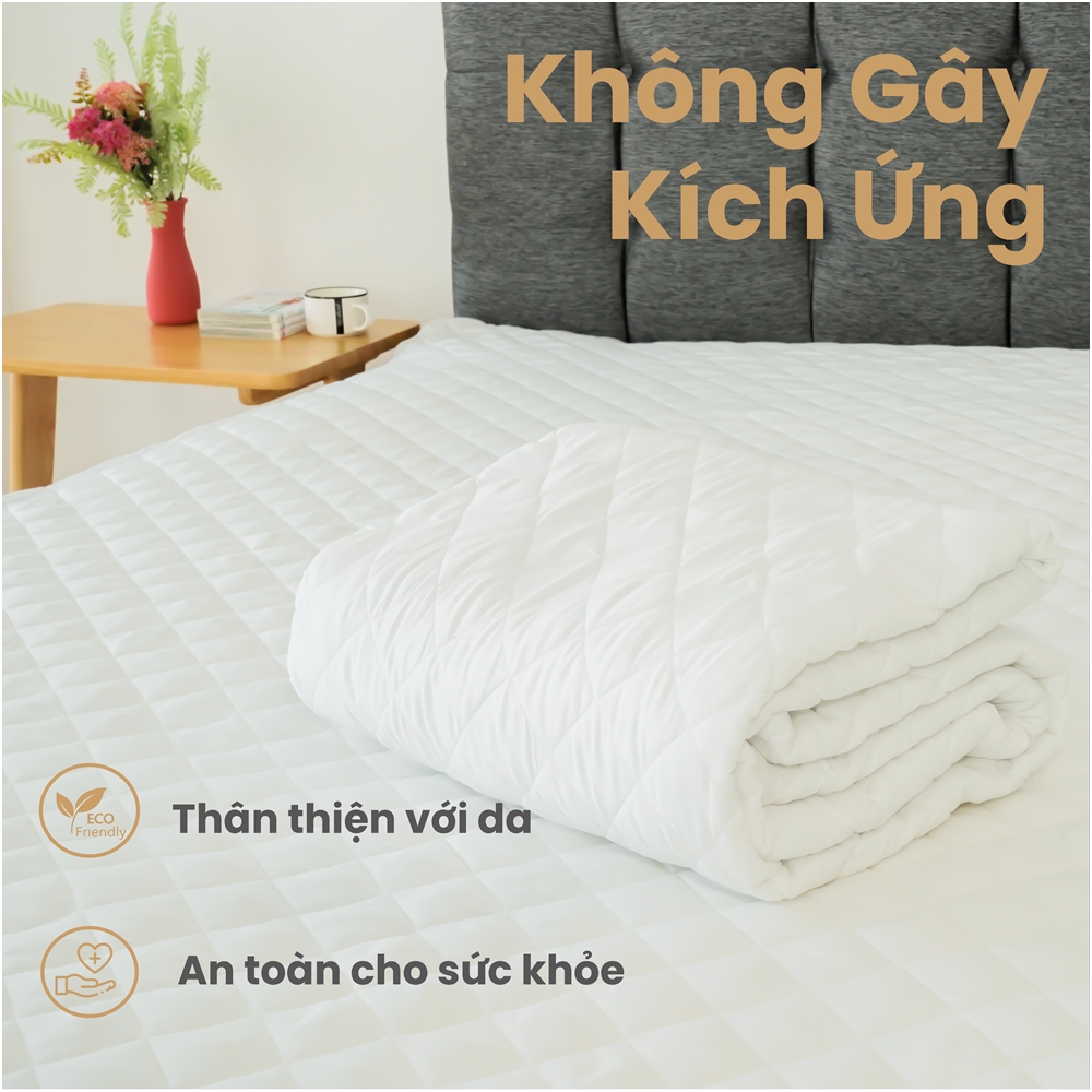 Tấm bảo vệ đệm cao cấp 3 lớp chần bông ô vuông -  Ngăn nước bụi bẩn - Giữ sạch nệm