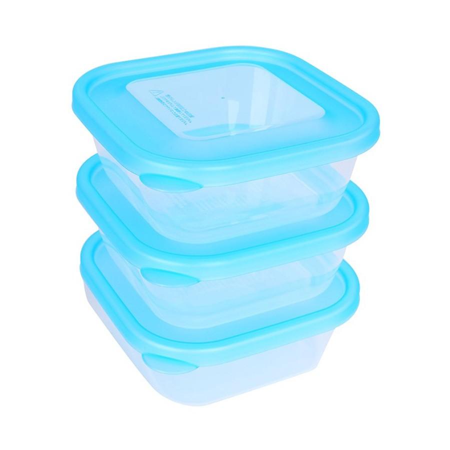 Set 3 hộp nhựa 380ml màu xanh - Nội địa Nhật Bản