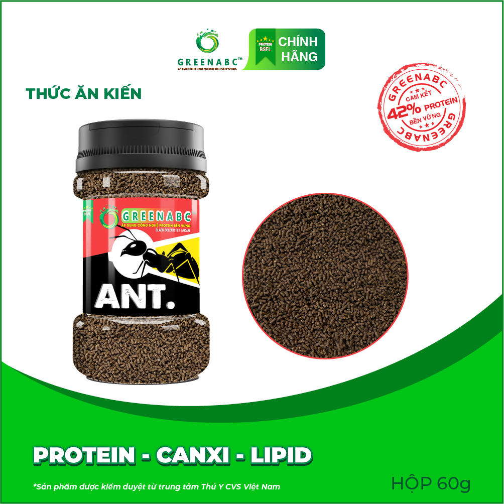 Thức ăn dành cho Kiến GREENABC từ côn trùng - Hộp 60g - Tăng sức khỏe, hỗ trợ kiến phát triển mạnh mẽ, tiêu hóa tốt