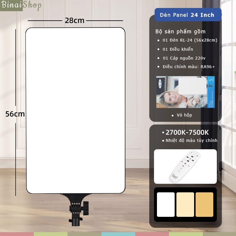 RL-24 - Đèn LED Panel Kích Thước 24 Inch, Trợ Sáng Cho Quay Phim, Studio Nhỏ, Livestream, Chụp Mẫu Chân Dung