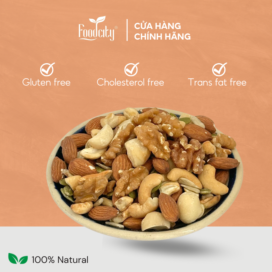 Ngũ cốc Granola hũ 500g: 10% yến mạch, hạt, trái cây - sản phẩm ăn kiêng tốt cho sức khoẻ thương hiệu Food City Việt Nam