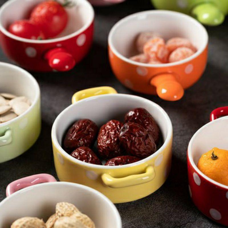Bát Ăn Dặm Gốm Sứ Hình Nồi Chấm Bi Dễ Thương Cho Bé