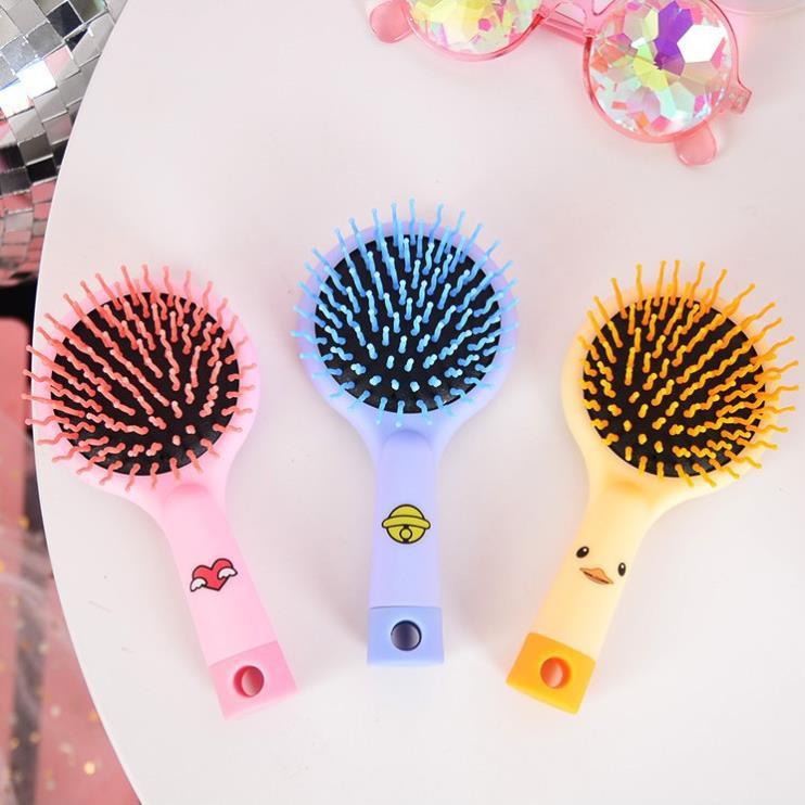 Lược có kèm gương massage đầu chải tóc rain bow 2in1 tiện lợi dễ thương Hàn Quốc - Lược massage đầu kèm gương đẹp