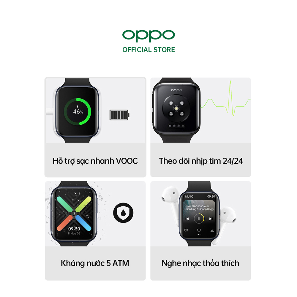 Đồng hồ OPPO Watch 46mm | Màn Hình Cong Tràn | Thời Lượng Pin Đến 21 Ngày | Sạc Nhanh VOOC | Đo Nhịp Tim, Theo Dõi Sức Khỏe - Hàng Chính Hãng