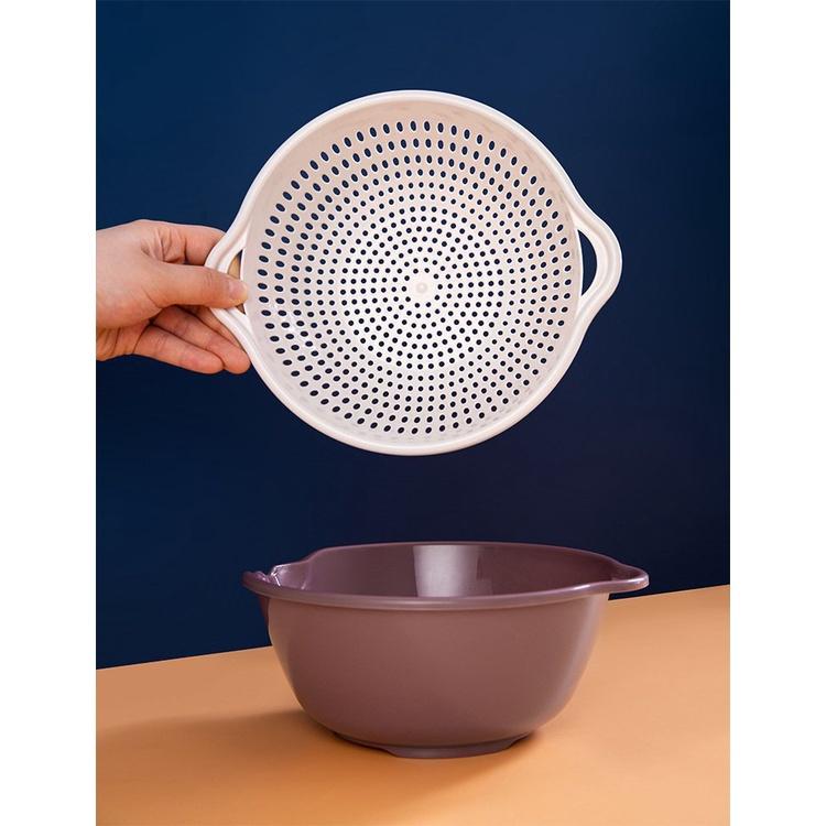 SET 3 CÁI rổ KÈM CHẬU TRÒN 2 TRONG 1 xinh xắn tiện lợi XUẤT KHẨU, THOÁT NƯỚC THÔNG MINH, KHAY ĐỰNG TRÁI CÂY