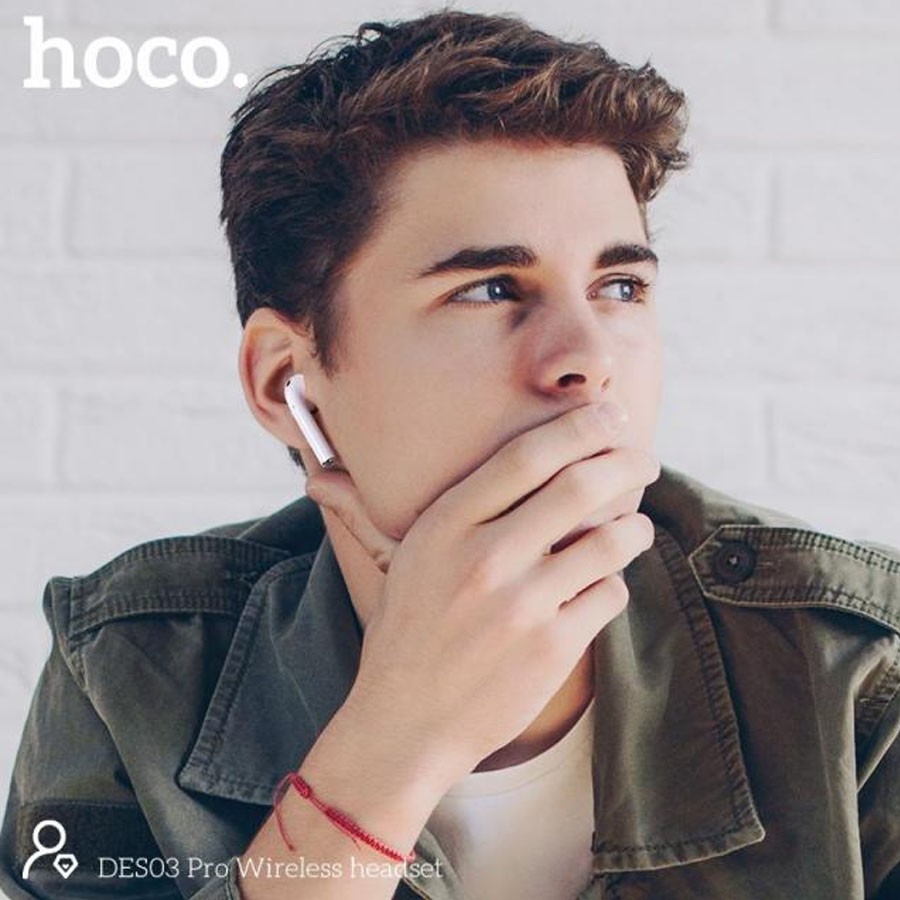 Tai nghe Không Dây Dành Cho Hoco DES03 Pro TWS Wireless, Bluetooth 5.0, Âm Thanh Rõ Nét, Độ Trễ Thấp, Chất Liệu ABS Cao Cấp - Hàng Chính Hãng.