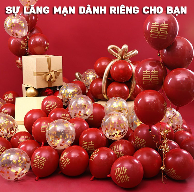 Set 10 Bóng Bay 2 Lớp Mạ Crom Siêu Nhũ Trang Trí Phòng Cưới, Sinh Nhật