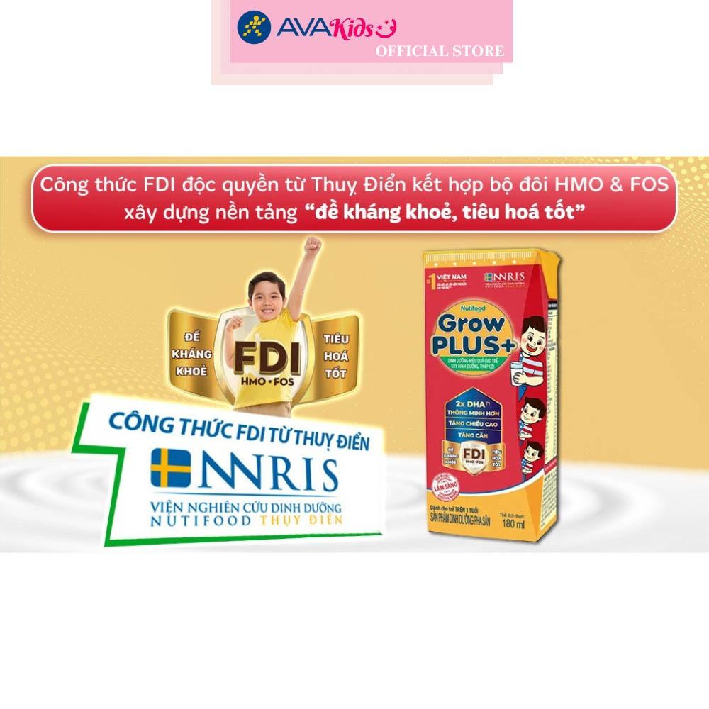 Lốc 4 hộp sữa pha sẵn Nutifood GrowPLUS+ đỏ hương vani 180 ml cho trẻ suy dinh dưỡng, thấp còi (từ 1 tuổi)