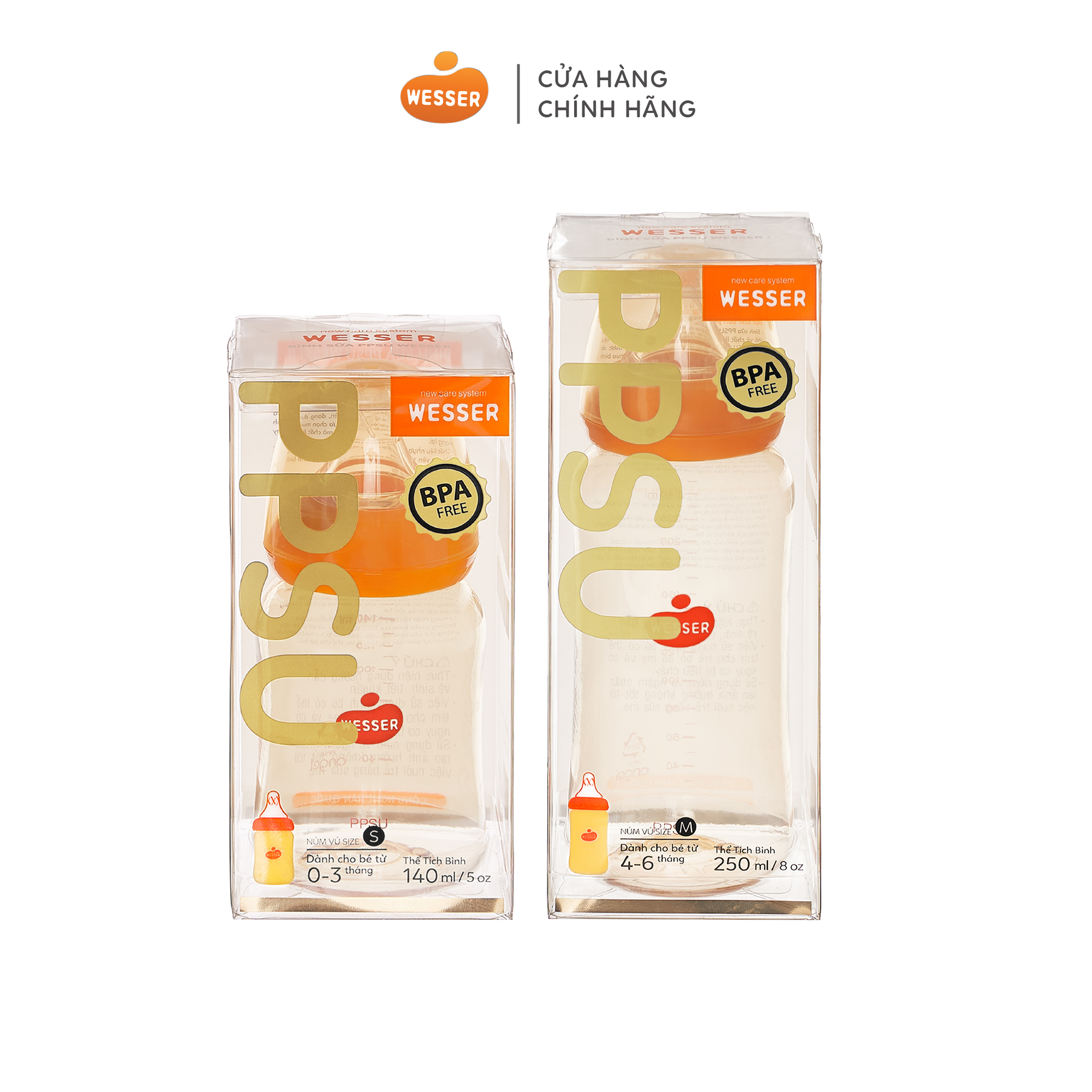 Combo 2 bình sữa PPSU Wesser