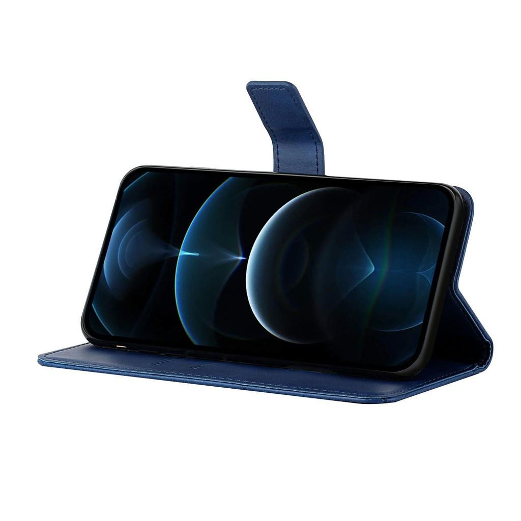 Bao da điện thoại dạng ví nắp lật các đường màu trơn cho Samsung Galaxy A21S A31 A40 A41 A50 A51 A70 A71 Note 20 Ultra