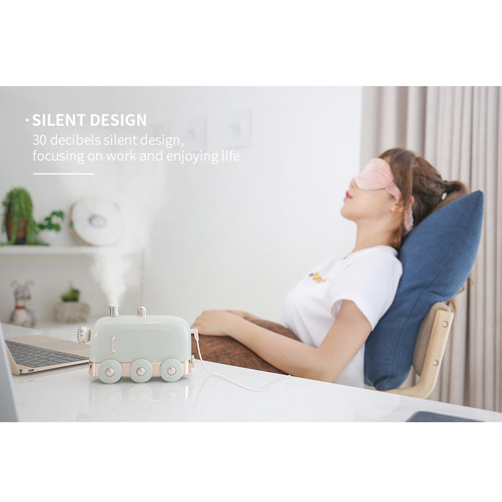 Mini Train USB Humidifier, Desktop Personal Portable Humidifier, Ultra Quiet LED Night Light Function USB Small Diffuser for Office, Bedroom, 300ML