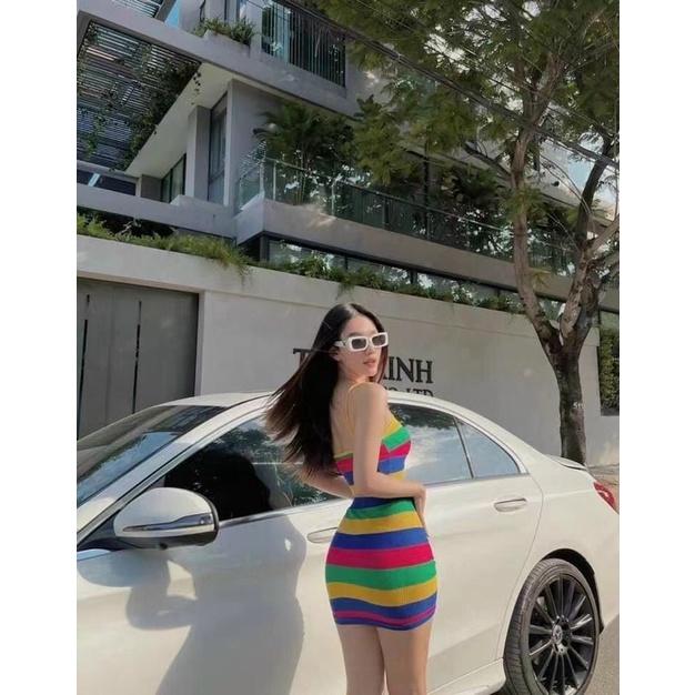 Set váy len mongtoghi body họa tiết cầu vồng
