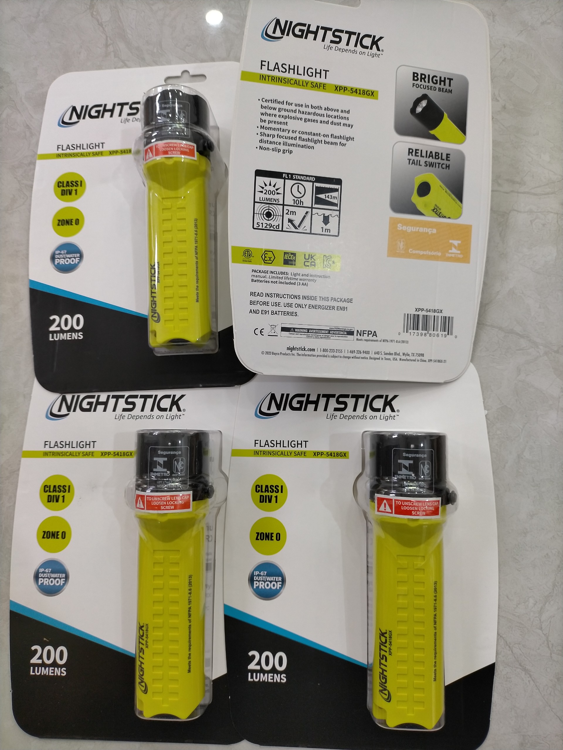Đèn Pin Chống Cháy Nổ Nighstick code XPP-5418GX, 200LUMEN, Sử Dụng 3 Pin AA, Màu Xanh Chuối
