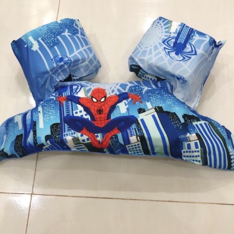 Phao bơi đeo tay đỡ ngực cho bé , hình người nhện Spider Man màu xanh - Sản phẩm an toàn cho bé( có video quay thật)