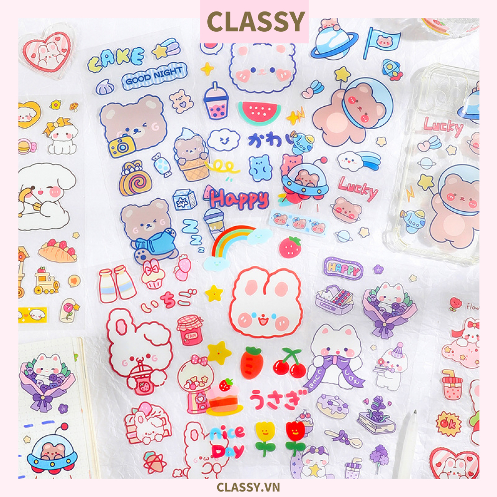 Classy Hình dán, sticker dễ thương, sticker dán laptop, điện thoại, sổ, bình nước nhiều họa tiết PK1380