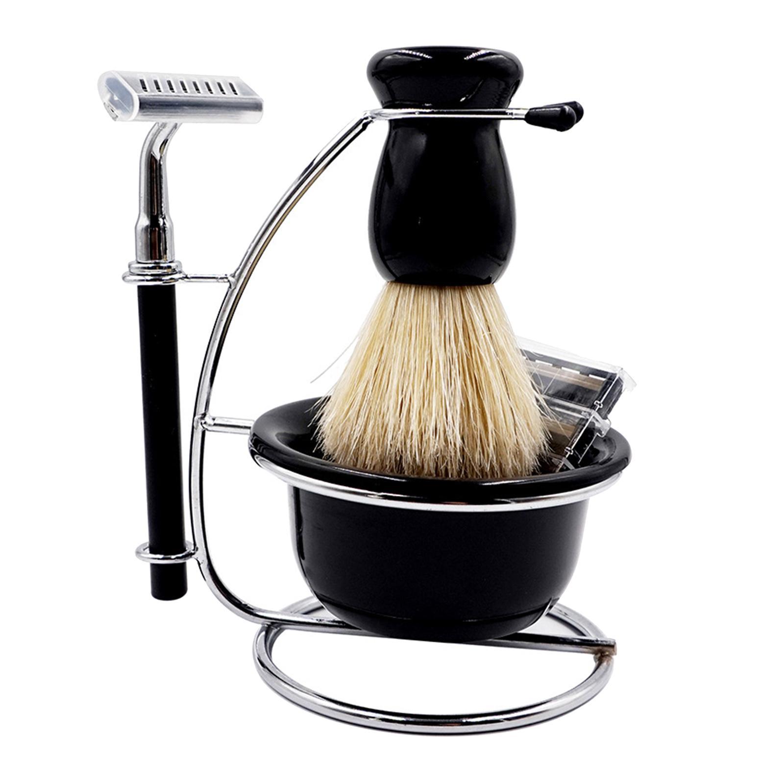 Travel Shaving Kit for Men Manual Stand Brush Bowl Set Elegant Durable
