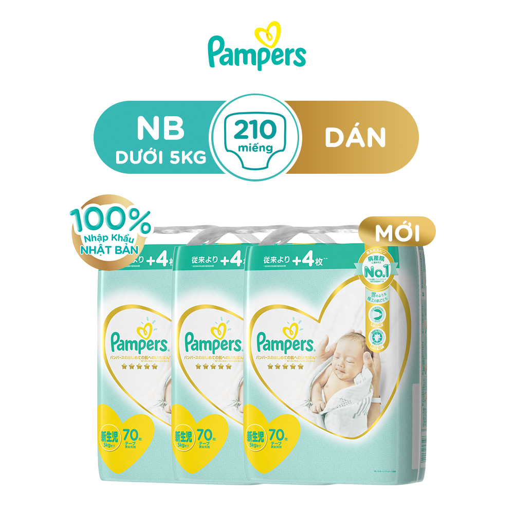 Combo 3 Gói Tã/Bỉm Dán PAMPERS Thượng Hạng Nội Địa Nhật NB70/S64/M52/L42 x3