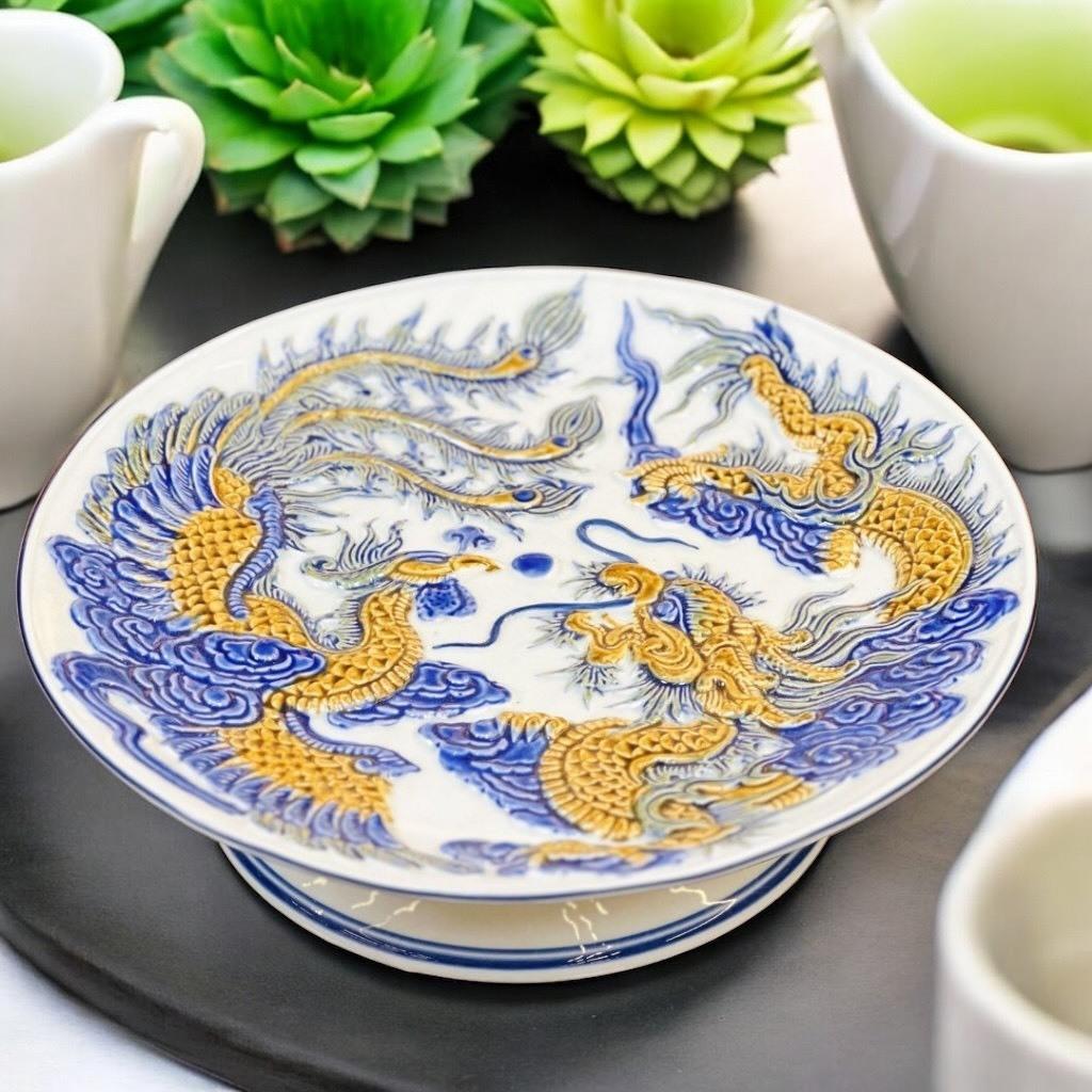 Bộ đồ thờ đắp nổi rạn xanh RỒNG VIỆT, hàng kỹ tinh xảo, Bộ đồ sứ thờ thần tài, đồ thờ gia tiên