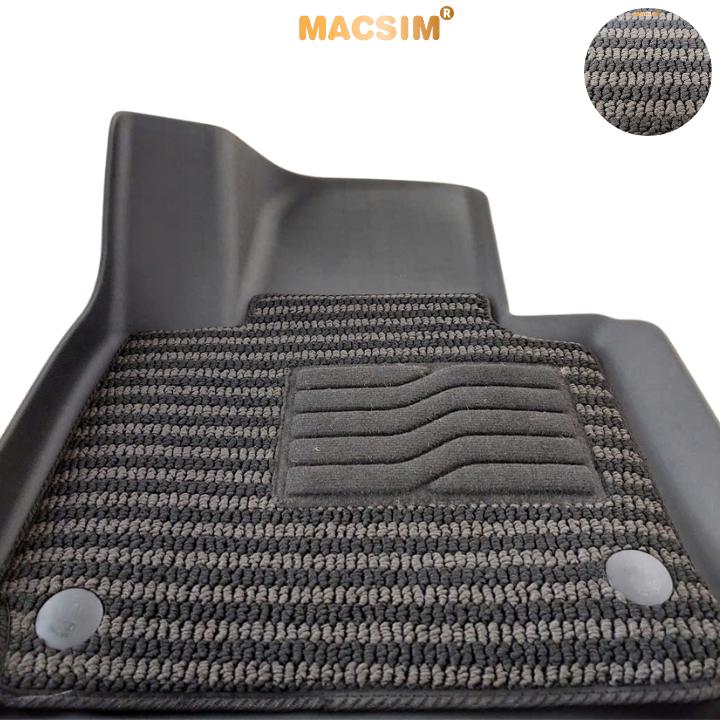 Thảm Lót Sàn 2 Lớp TPE Macsim Kia Rondo Chuẩn Form, Bền, Không Mùi (sd3 xám đen ct)