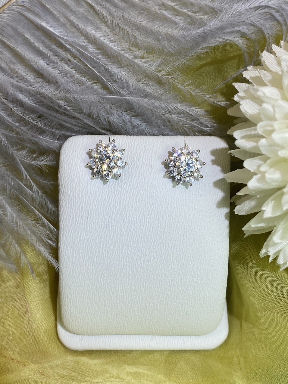 Hoa tai Bạc 925 xi Kim viên chủ Kim Cương nhân tạo Moissanite hạt 0.5carat (5.0mm-  E06.1.7.7