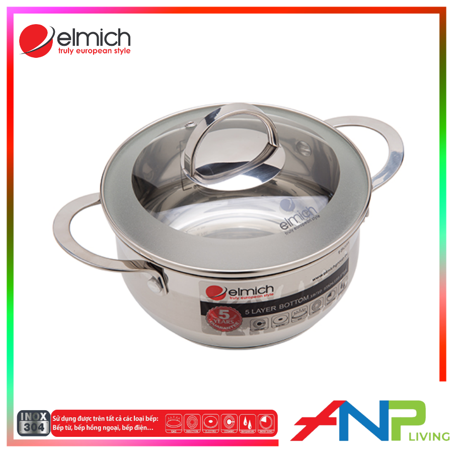 Bộ Nồi 5 đáy Inox 304 Elmich Celestine EL-3978 - Hàng Chính Hãng
