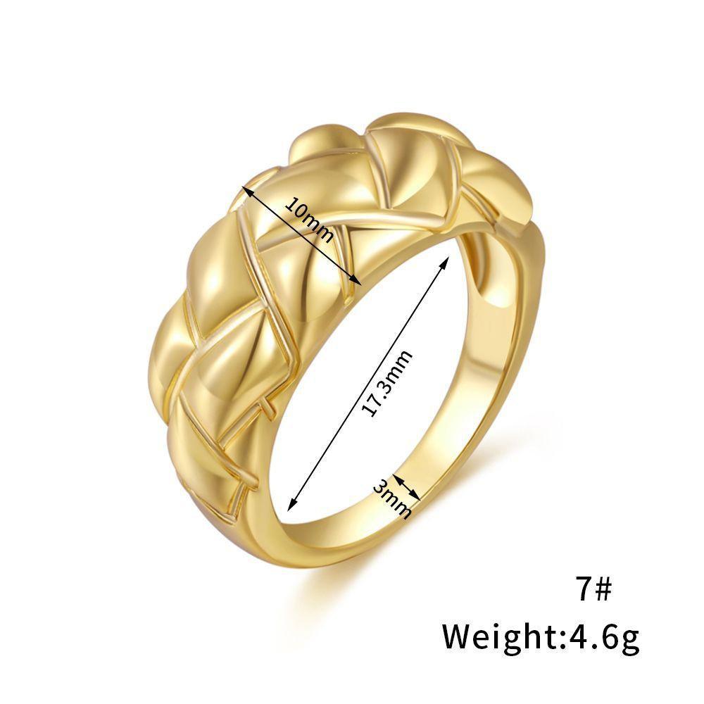 ☆YOLA☆ Fashion Thick Dome Ring Metal Croissant Braided Twisted Signet Chunky|Ring Stacking Band Jewelry Women Size 6 to 9 Girls 18k|Plated